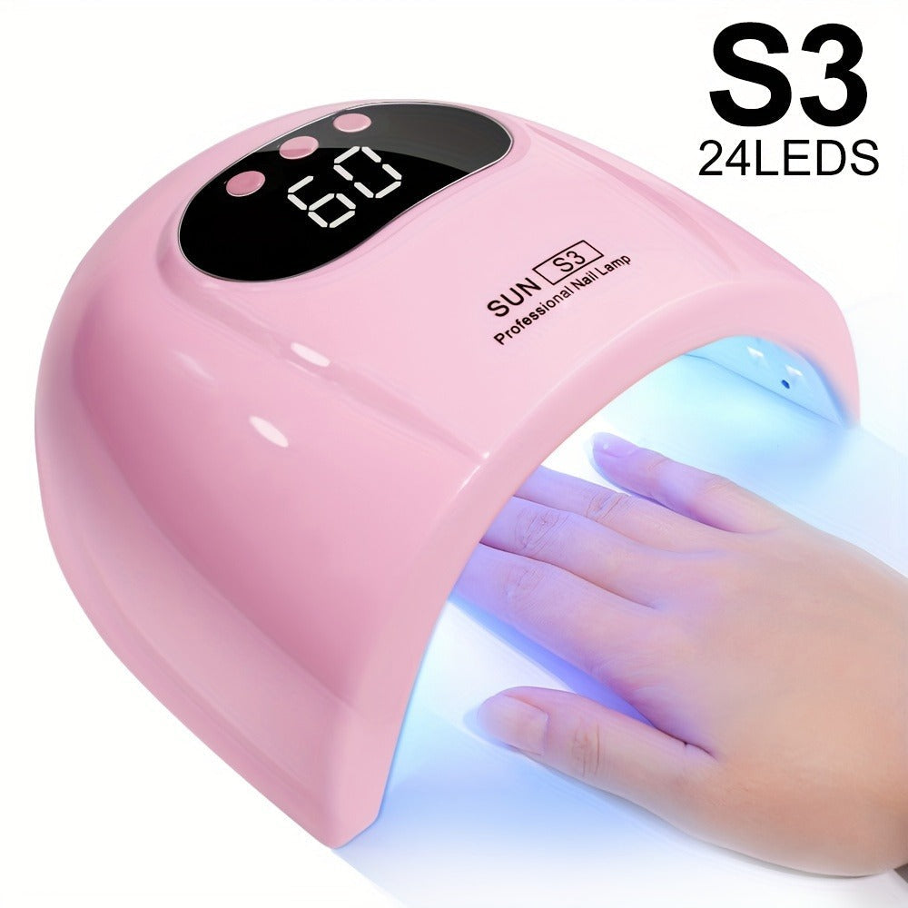 Gel Polish Curing Light USB Nail Dryer Lamp with LCD Display - Professional Nail Art Drying Lamp for All Gel Polish Manicure Pedicure Home Salon Tool, Pink White Blue