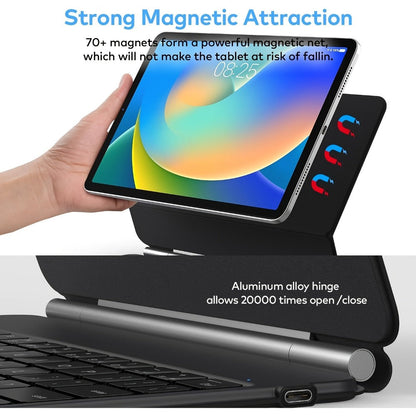 iPad 10th Gen Keyboard Case with Backlit Magic-Style Magnetic Keyboard – Multi-Touch Trackpad, Cantilever Stand, Wireless, Type-C Charging for iPad 10.9" 2022 | Black & White
