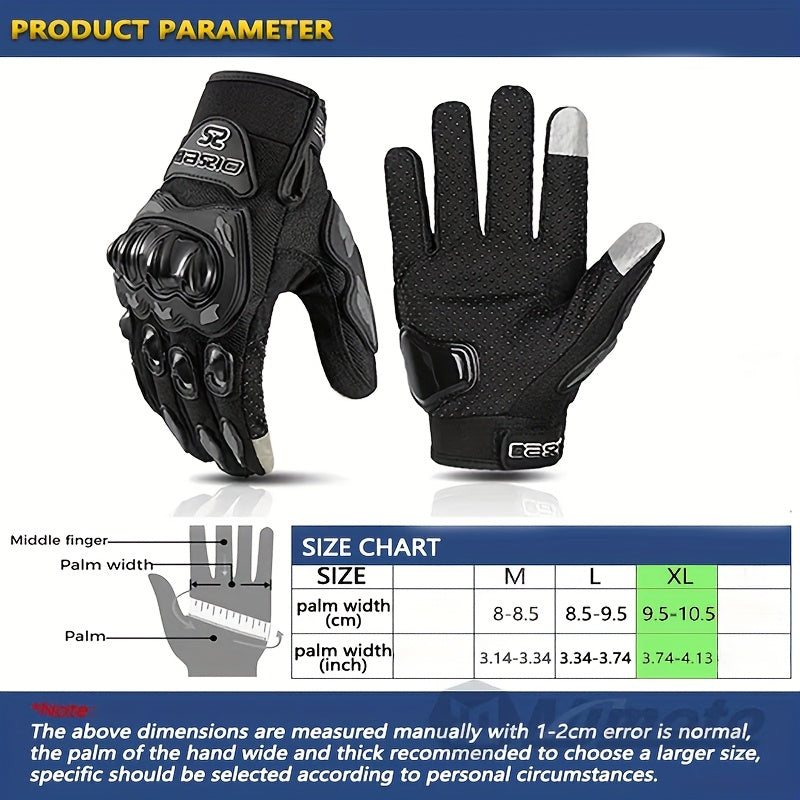 Motorcycle Gloves Full Finger Summer Breathable Touchscreen Hard Shell Protection Non-Slip Motocross Racing Gloves for Men Women, Black Red, M L XL