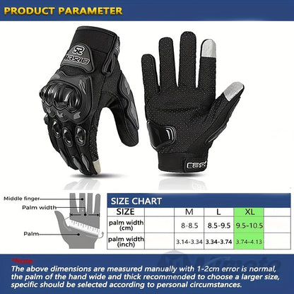 Motorcycle Gloves Full Finger Summer Breathable Touchscreen Hard Shell Protection Non-Slip Motocross Racing Gloves for Men Women, Black Red, M L XL