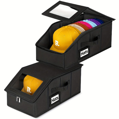 Hat Storage Box for Baseball Caps – Stackable Cap Organizer for Closet, Holds Up to 30 Caps, Freestanding Hat Boxes for Women & Men | 1pc & 2pcs Pack in Gray, Black & Pink