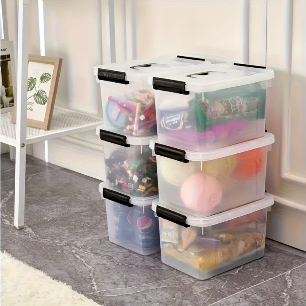Stackable Clear Plastic Storage Bins with Lids – 6 Pack Large Capacity Clip-On Lid Containers for Home, Closet, Office & Garage Organization (12.7qt / 20.8qt)