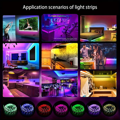 5050 RGB LED Light Strip with USB Plug and Three-Button Controller in 3m, 4m or 15m Lengths