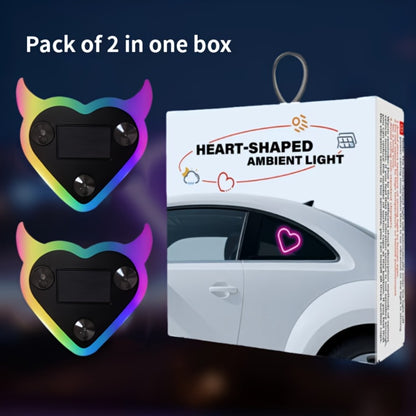 Car Interior Neon Heart Lights Solar USB Rechargeable 5 Lighting Modes Vibration-Sensing Auto On/Off Dashboard Decoration for Cars Trucks SUVs, 2pcs Set Iridescent Pink Blue Red Ice Blue Gift