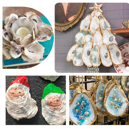 Natural Flat Oyster Shells for Crafts – 17pcs 3-5in Disk Shaped Sea Shells, Vase Filler, DIY Arts & Crafts, Christmas Ornaments, Home Decor, Beach Wedding Decoration
