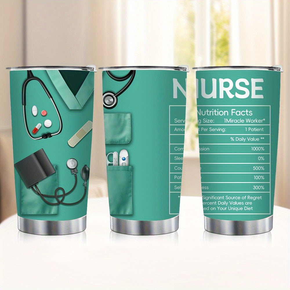 20oz Nurse Medical-Kit Graphic Tumbler with Clear Lid, Metal Straw and Rose Red, Green or Purple Colors
