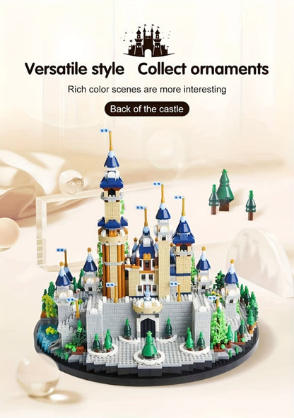 Fairytale Princess Castle Micro Building Block Set with 3,600 Pieces, 26 cm Display Base for Ages 14+