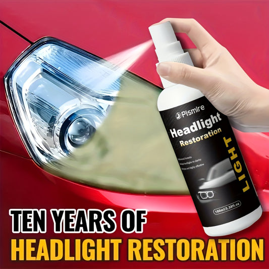 Headlight Restoration Kit Ceramic Coating Spray 100ml No Sanding No Polishing Required Quick Restore Yellowed Foggy Car Headlights DIY Headlight Repair Fluid