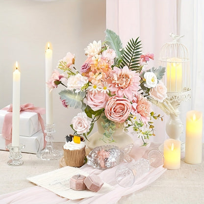 Artificial Roses Box Set for Wedding Bouquet, DIY Centerpiece & Home Decoration – Pink Valentine's Day Spring Flowers