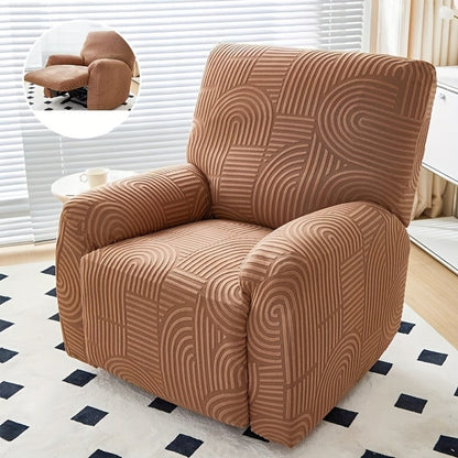 Recliner Slipcover, Four-Piece Elastic Jacquard Single-Seat Chair Cover in Six Color Options