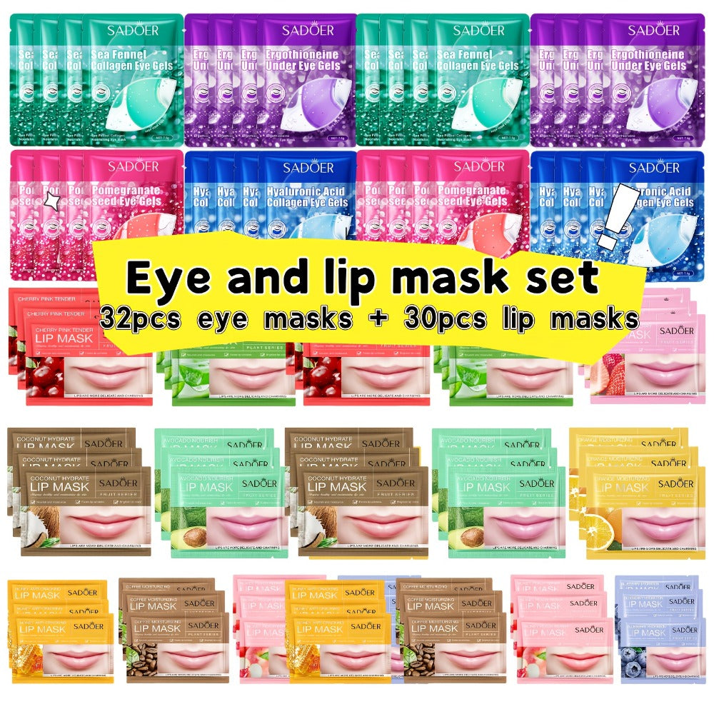 Lip & Under Eye Mask Travel Set 62 Pieces – Moisturizing Non-Greasy Lip Mask & Eye Patch Kit, Hydrating Autumn Winter Skincare for Dry Skin, Lightweight Travel Must-Have Gift for Women