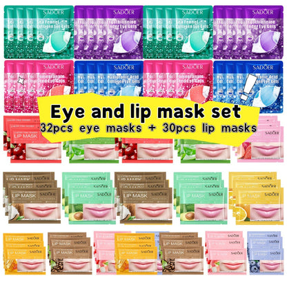 Lip & Under Eye Mask Travel Set 62 Pieces – Moisturizing Non-Greasy Lip Mask & Eye Patch Kit, Hydrating Autumn Winter Skincare for Dry Skin, Lightweight Travel Must-Have Gift for Women