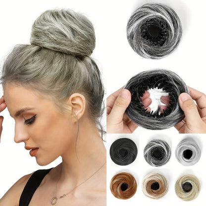 Hair Accessories Four-Inch Curly Bun Hair Piece in Six Synthetic Fiber Colors for Updo Styling