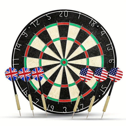 18 Inch Professional Sisal Bristle Dartboard Set | Regulation Size Steel Tip Dartboard with 6 Steel Darts | High-Density Double-Sided Board for Training Competition Game Night Christmas Gift
