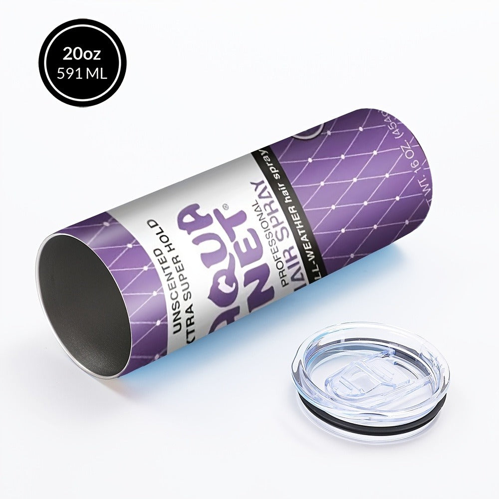 Insulated Tumbler Drinkware by SAXUMOUT, 20oz Stainless Steel Cup with Lid, Straw and Purple Retro Graphic