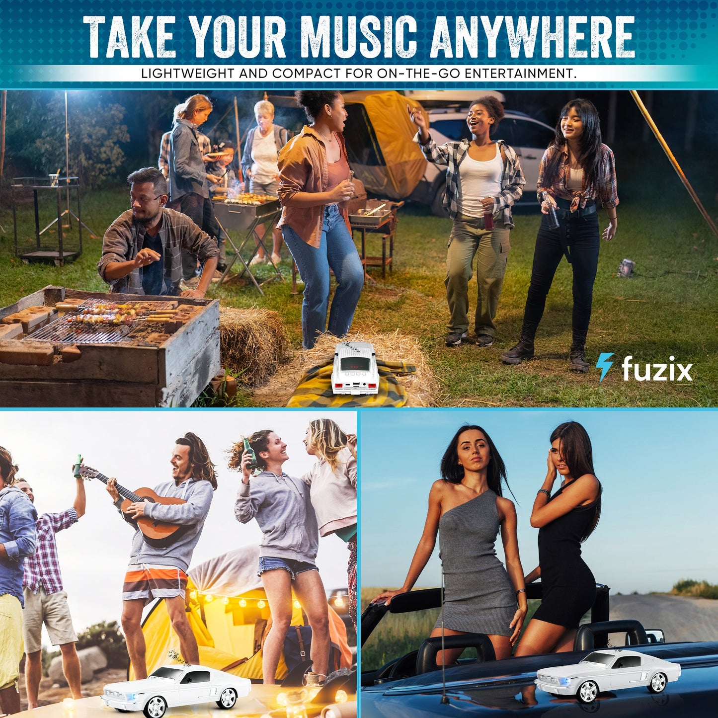 Fuzix WS-1967 Classic Car Bluetooth Speaker with LED Lights | Retro Replica Wireless Stereo, FM Radio, USB/TF/AUX, Built-in Mic, Rechargeable – Novelty Gift for Car Enthusiasts, Home, Travel & Parties