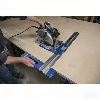 Metal Circular Saw Guide Rail for Straight Manual Cuts in Blue, Yellow, Orange or Red for Workshop Projects