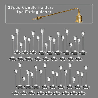 Copper Plated Candlestick Holders Bulk Set – Retro Minimalist Taper Candle Holders for Wedding Birthday Christmas Dining Table Fireplace Decor