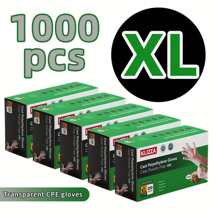 Clear CPE Poly Disposable Gloves with 200- or 1000-Piece Packages and Restricted S, M or XL Size Mapping