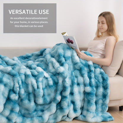 Faux Rabbit Fur Fluffy Blanket – Thick Warm Soft Plush Throw for Bed & Living Room, Luxury Furry Blanket, 8 Colors, 4 Sizes