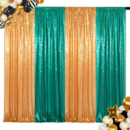 Sequin Backdrop Curtain 4 Panels 2FTx8FT – Shimmer Glitter Background for Wedding Party Photo Booth Decoration
