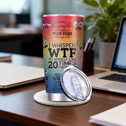 Insulated Tumbler 20oz Rainbow Humor Graphic in Multicolor or Pink with Stainless Steel Body