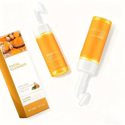 Two-Piece Turmeric and Kojic Acid Facial Cleanser Set in 3.38 oz Travel-Size Tubes for Daily Skin Care