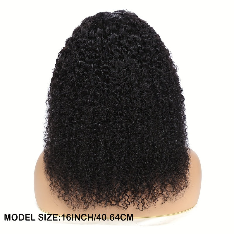 Lace Front Wig Kinky Curly Human Hair Style with 4x4x1 T-Part Lace, 180% Density and 12-22in Lengths