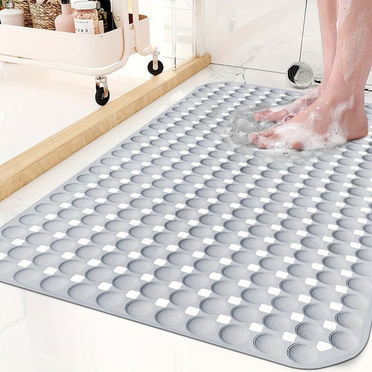 Bath Mat with Suction Cups Non-Slip Shower Mat TPR Quick Dry Machine Washable Bathtub Mat for Bathroom Spa