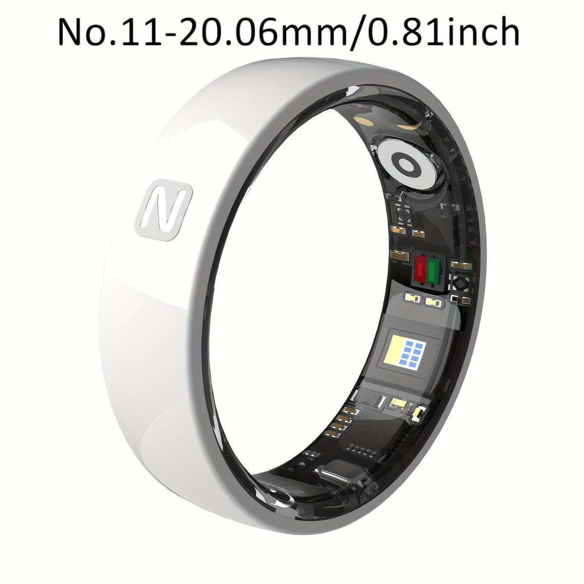 N-Style Smart Ring with Screenless Sensor Design, Charging Case, Black, Pink or White Finish and Sizes 7–13