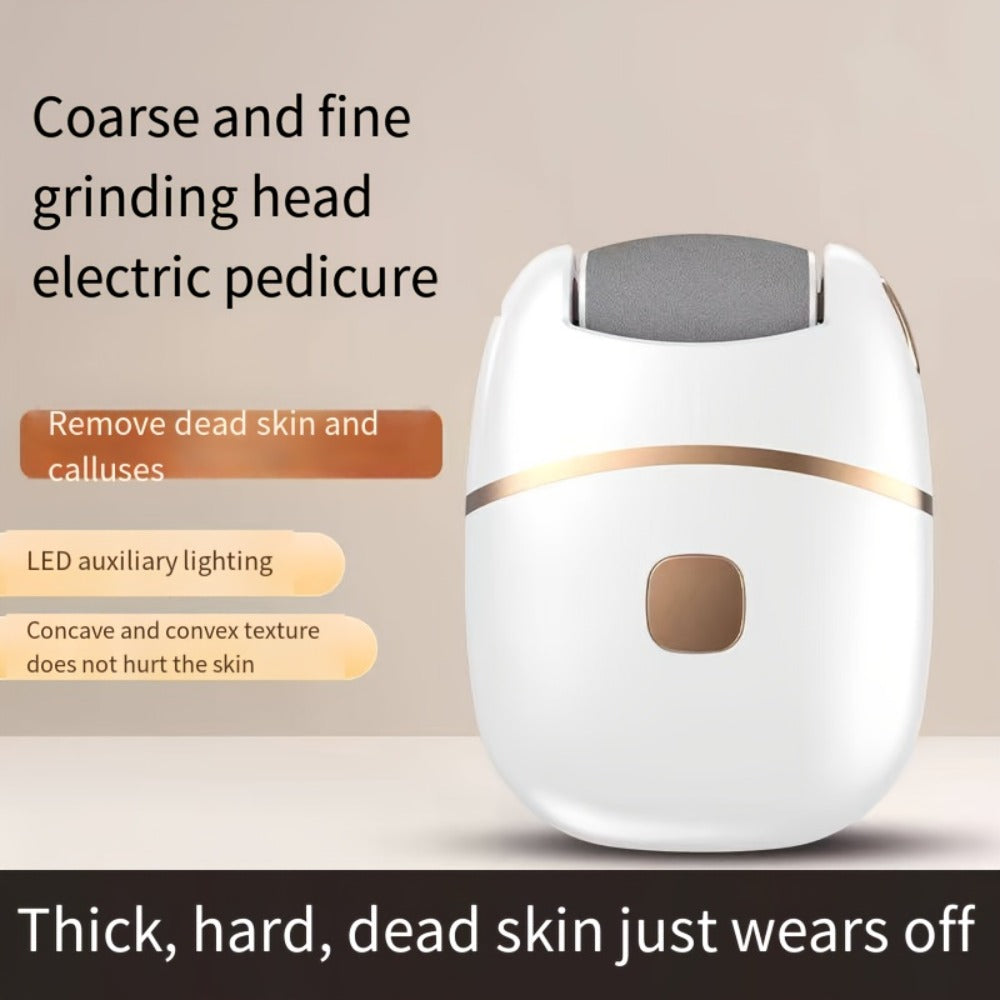 Electric Foot Scrubber Callus Remover 4 Polishing Heads Rechargeable — Automatic Dead Skin Remover Pedicure Tool for Smooth Soft Feet Heel Exfoliator, Home & Travel Foot Care for Women Men Adults