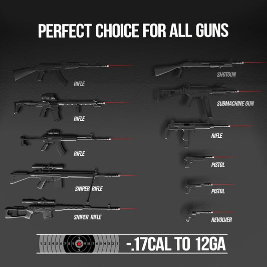 Laser Bore Sighter Kit with 64 Adapters, Red Laser Bore Sight for Rifles Shotguns Pistols Revolvers, Multi-Caliber .17 to 12GA Boresighter 400 Yard Range 72Hr Battery Life Class IIIA