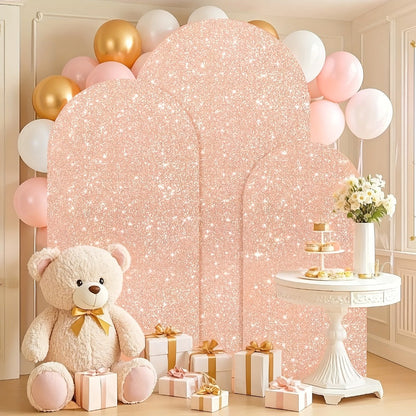 Three-Size Wedding Arch Cover Set for 4, 5 and 6-Foot Frames in Nine Metallic Sequin Color Options