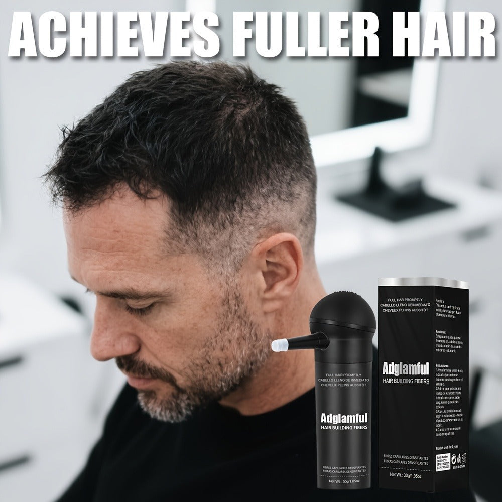 Hair Fiber Powder Kit with Tall Container and Directional Spray Applicator in Medium Brown or Black