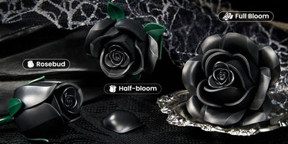 Building Block Set Black Rose Bouquet, 152-Piece Three-Flower Model with Adjustable Stems and Leaves for Display