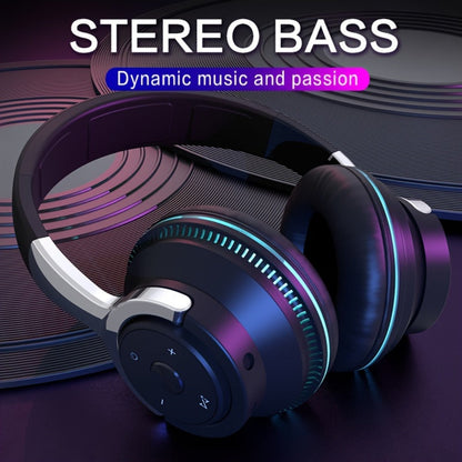 FM Radio TF Card Over-Ear Wireless Headphones Bluetooth, 24H Playtime, Built-in Mic, LED Light, AUX 3.5mm Wired Mode, Soft Earpads, Foldable Headset for Travel Home Office iOS Android