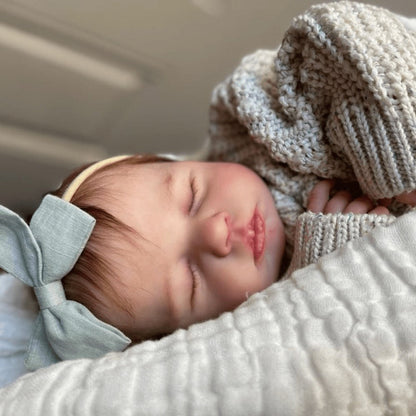 Reborn Doll, 20-Inch Sleeping Cloth-Body Figure with Vinyl Limbs, Hand-Rooted Hair and Accessories
