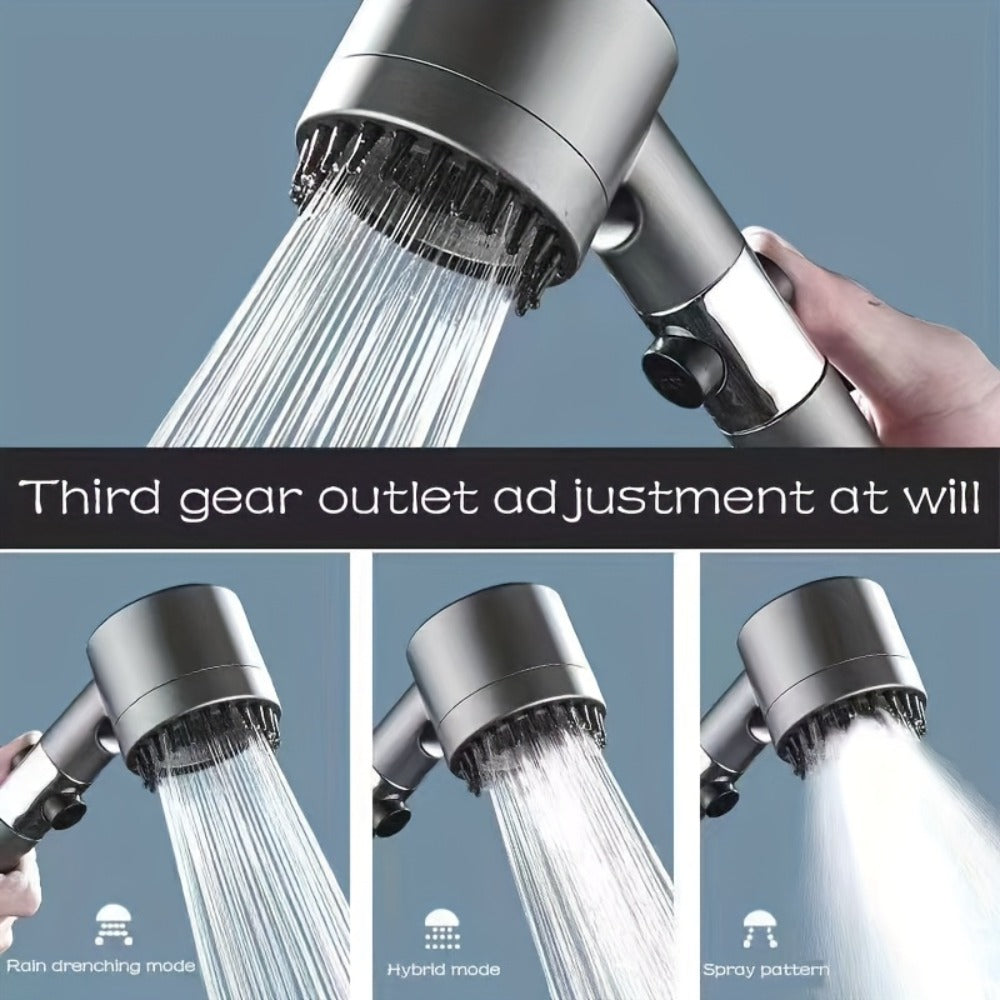 Nine-Piece Handheld Shower Head Set with Three Spray Modes, 59-Inch Hose, Five Cartridges and Wall Bracket