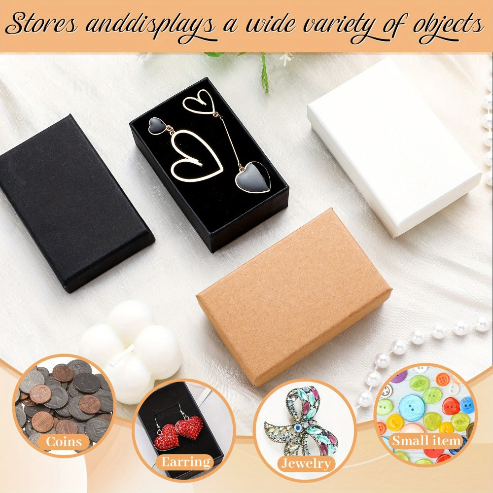 Jewelry Gift Boxes Bulk 100pcs Cardboard Paper Boxes for Necklace Earring Bracelet Ring Storage Packaging Display Christmas Thanksgiving Gift Boxes Brown Black White 3.2x2x1.2in