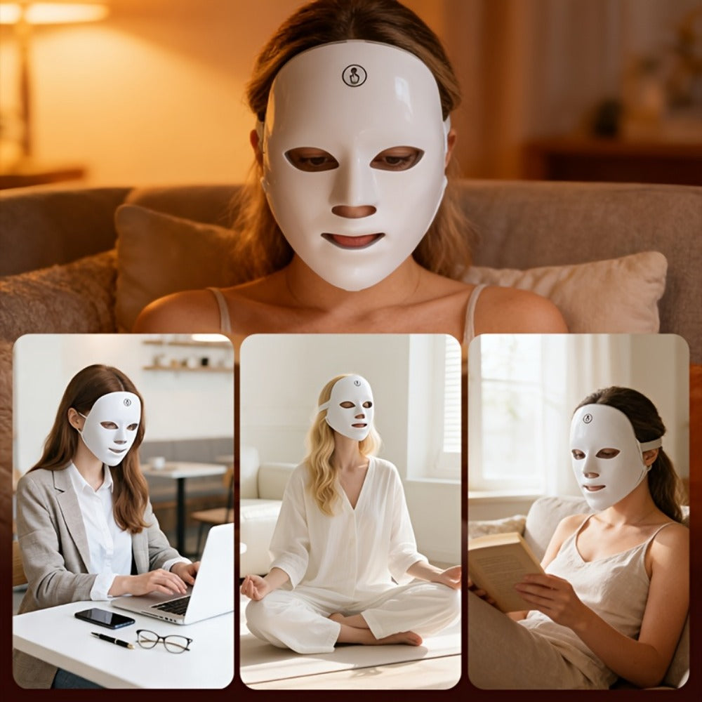 LED Facial Beauty Device 7-Color Light Therapy Portable At-Home Skincare Tool — USB Rechargeable Skin Rejuvenation Anti-Aging Face Care Gift for Women