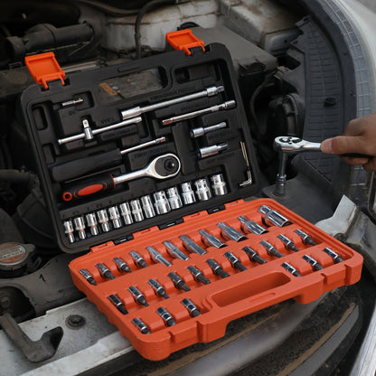 Ratchet Socket Wrench Set with Handle – 50/53/96/123/218/999PCS | 3/8" Drive CR-V Steel | Metric & Imperial Sizes | Car Maintenance, Boat & Home Repair Tool Kit for Mechanics
