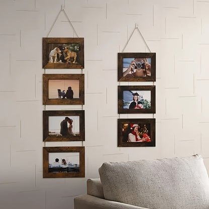 Four-Frame 4 x 6-Inch Hanging Photo Collage with Mats and White or Brown Checkout Color Options