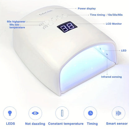 Rechargeable UV LED Nail Lamp with 33 Light Beads, Four-Button Display and Three Style Options