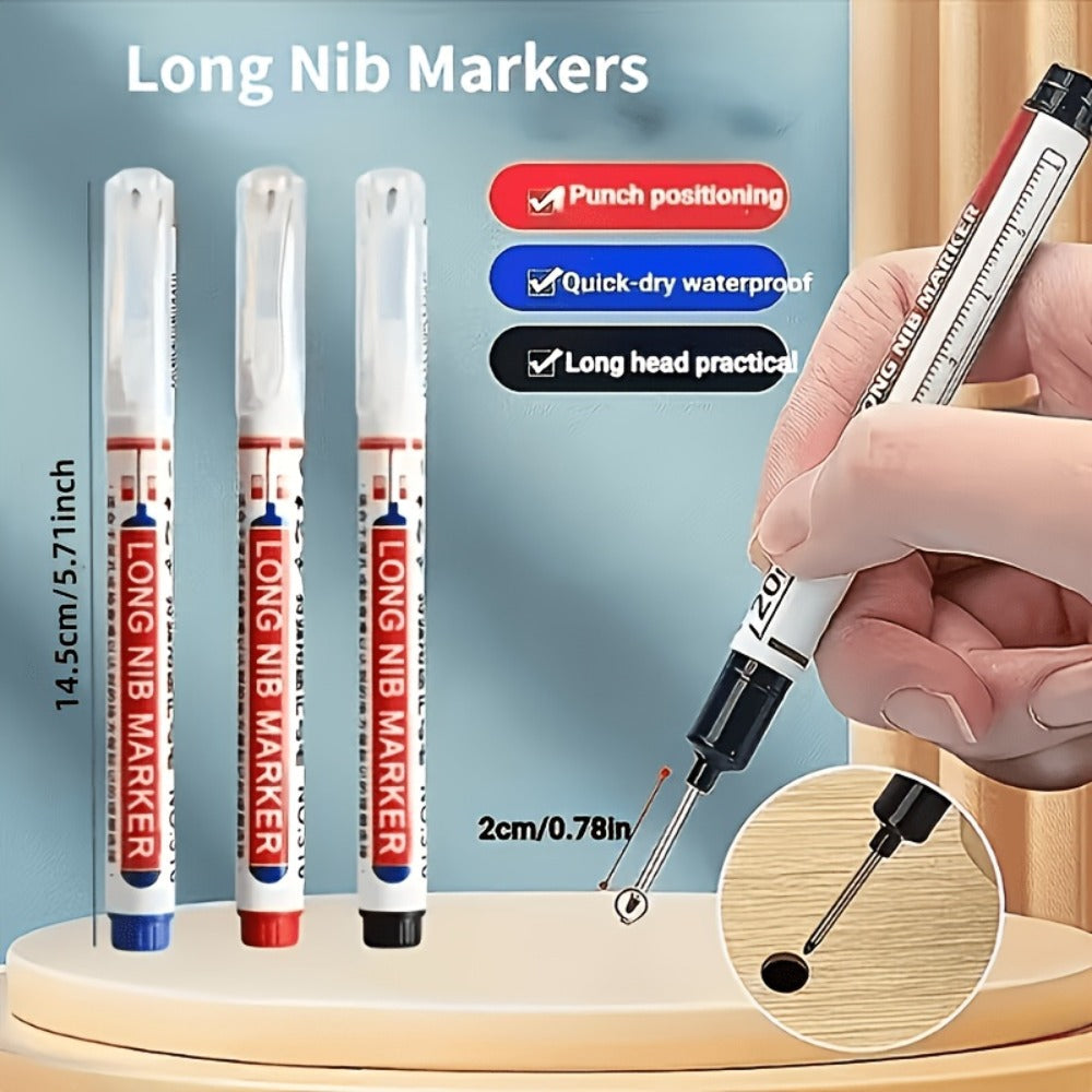 Deep Hole Marking Pens 29 Pack – Long Point Oil-Based Woodworking Markers, Multi-Color Red Blue Black Pencils for Wood, Ceramic, Tile & Bathroom Installation, Carpenter Marking Tool Set