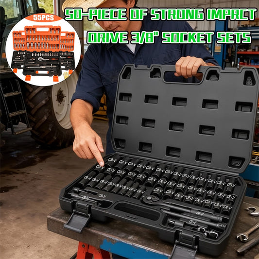 Ratchet Socket Wrench Set 50 & 55-Piece – Professional Boxed Tool Kit for Auto, Bicycle & Machinery Maintenance Racing-Grade Parts