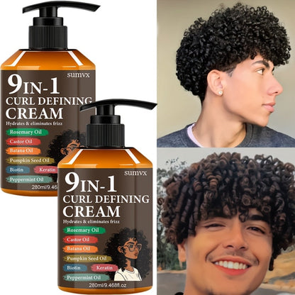 9-in-1 Curl Defining Cream by SUMVX in a Two-Pack of 280ml Pump Bottles with Seven Front-Label Ingredients