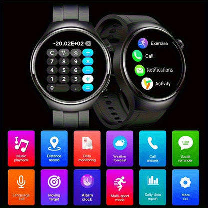 Round Smartwatch 2.01" Extra Large Screen with Wireless Calling, 100+ Sport Modes, Sleep Monitor Heart Rate, Built-in Games Weather Calculator Pedometer, Unisex Smart Watch for Men Women – Black Silver 5 Styles