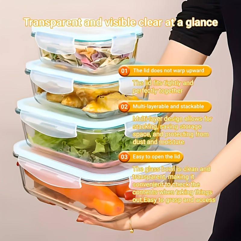 Food Storage Containers 16-Piece Glass Set with Green Lids, Standard or Large Size and Microwave/Oven Use