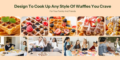 Rotating Waffle Maker with Round Plates, Browning Dial and Silvery, Double-Iron or Black-and-White Options