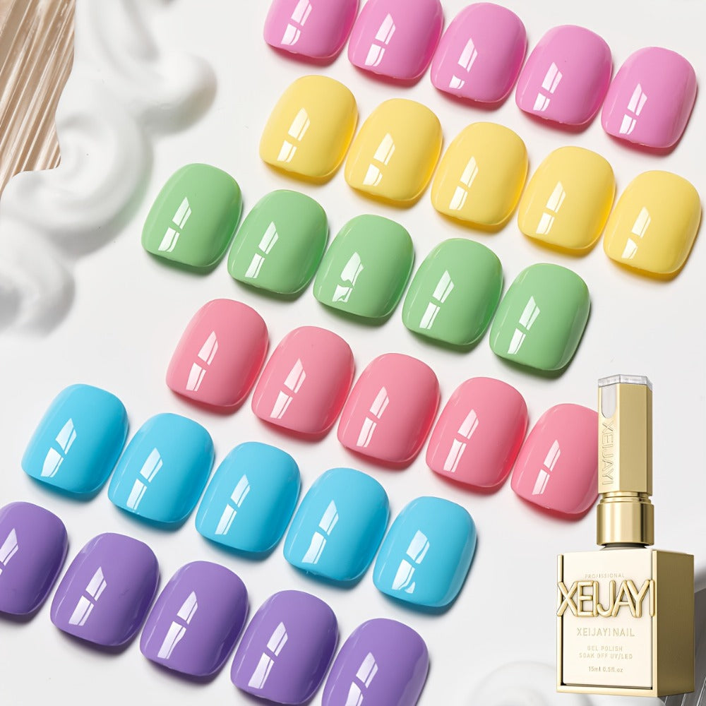 Sweetheart Candy Gel Nail Polish Set 6 Colors – Multicolor Glossy LED Nail Art Kit Long-Lasting Salon Quality Semi Permanent Spring Summer Nail Gel Easy Apply Non-Toxic 6pcs